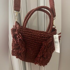 NWT Loft Fringe Crossbody Straw Purse